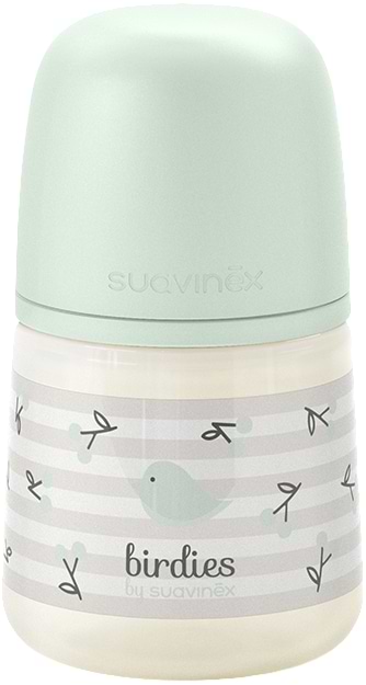 Пляшка для годування Suavinex 150 мл фізіологічна соска повільний потік Birdies м'ятна (309105)